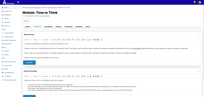 Prep Materials Tab