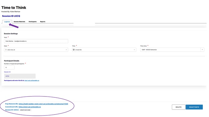 schedule from session 1